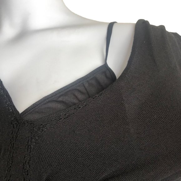 Banana Republic Womens Knit Dress Tank Top Size XL Black Lined Silk Rayon Shaped - Picture 5 of 12